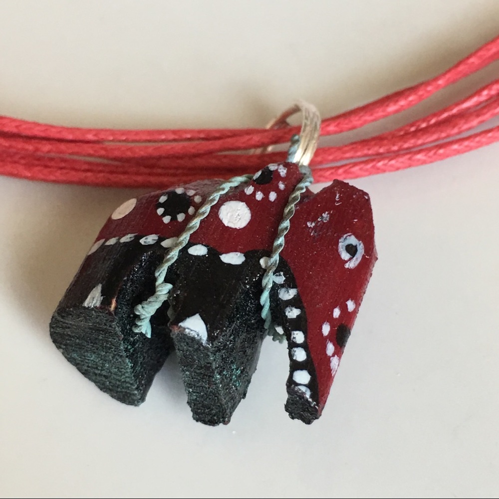 Painted elephant 🐘 on fiber cord .